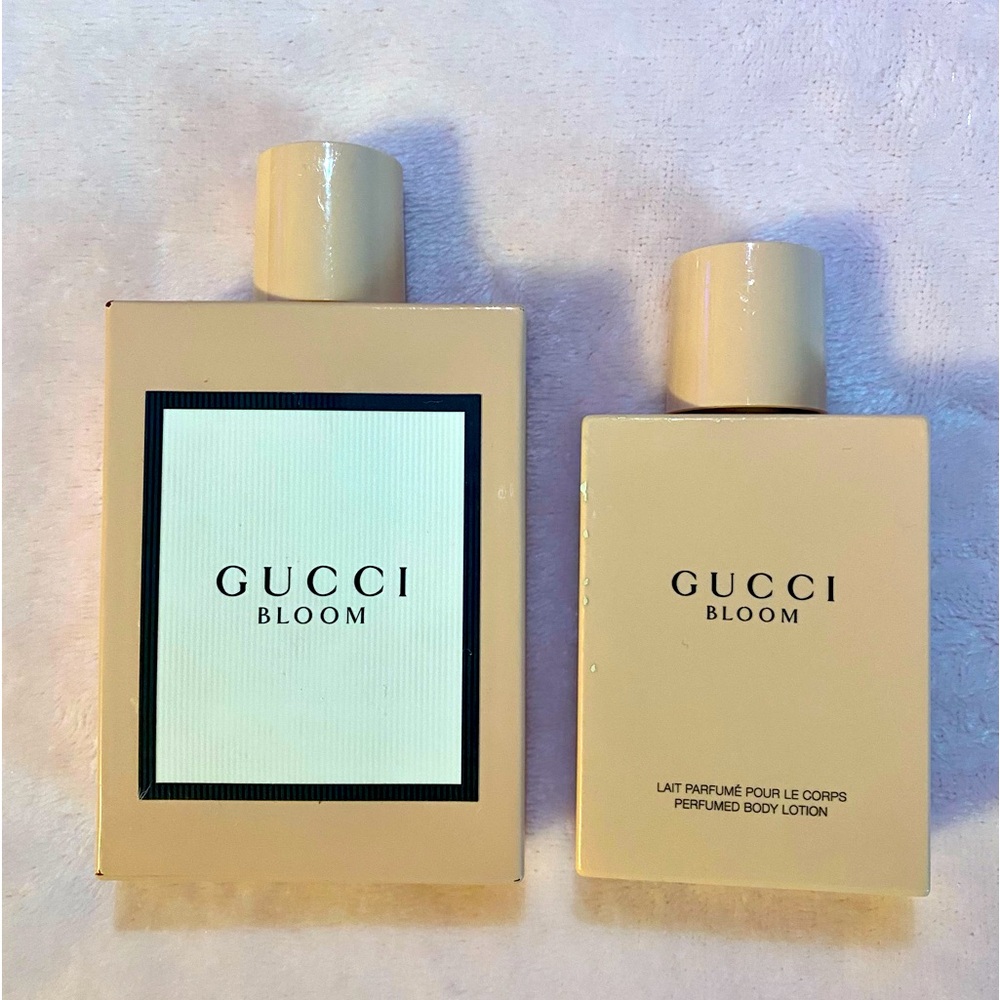Gucci Bloom perfume and body lotion.
